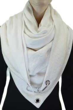 Dreieckstuch mit Karabiner, monochromer Mix in wollweiß/creme