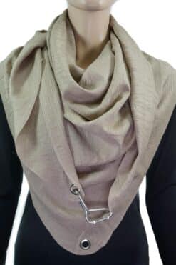 Dreieckstuch mit Karabiner, dünnes Sommertuch in Sandbeige, EINLAGIG