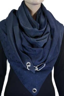 Dreieckstuch mit Karabiner, Materialmix in Marineblau