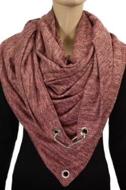 Dreieckstuch mit Karabiner, melierter Jersey, Dusty Rose
